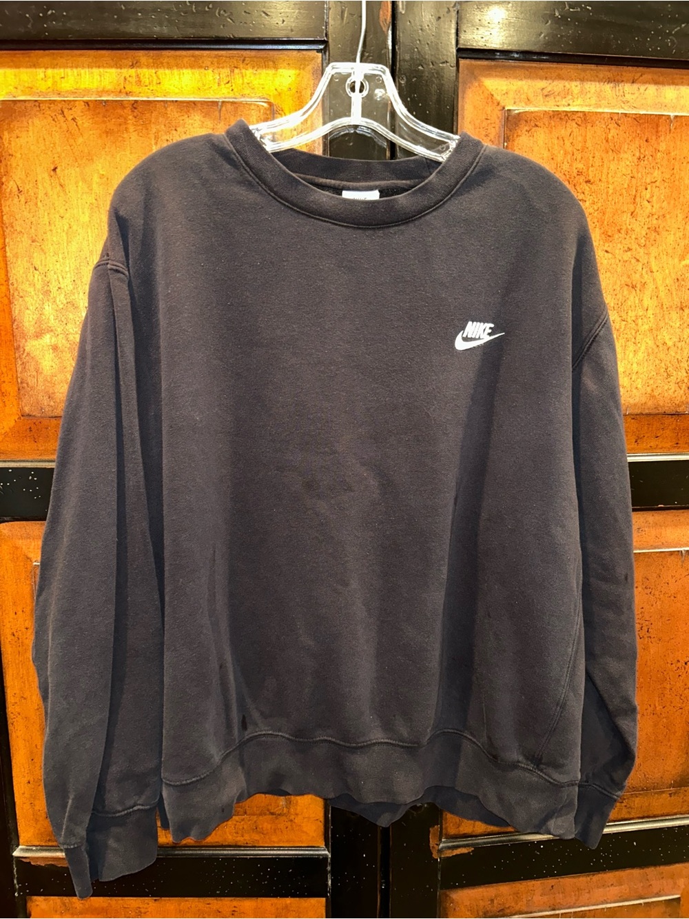 Nike Men's Black Crewneck with White Swoosh